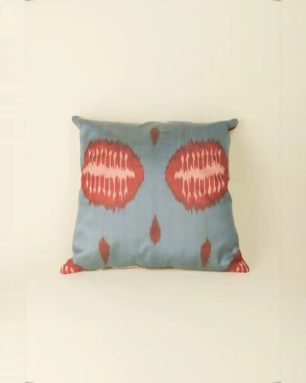 Kissen Seide 40×40 hellblau/rot/rosa