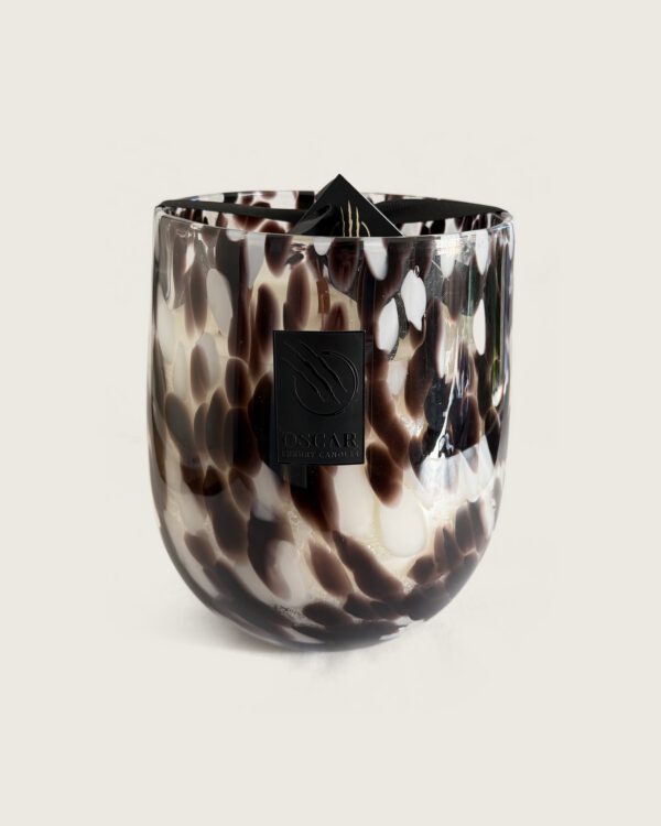 OSCAR Duftkerze Barrel gesprenkelt schwarz/weiß XL